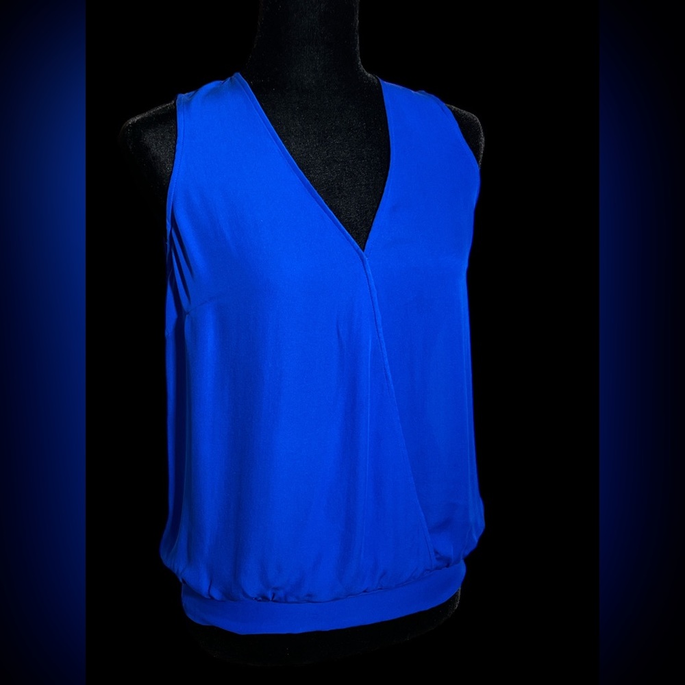 CYNTHIA ROWLEY - Silk Ultra-Light Snap Front Tank - Cobalt Blue - Size S